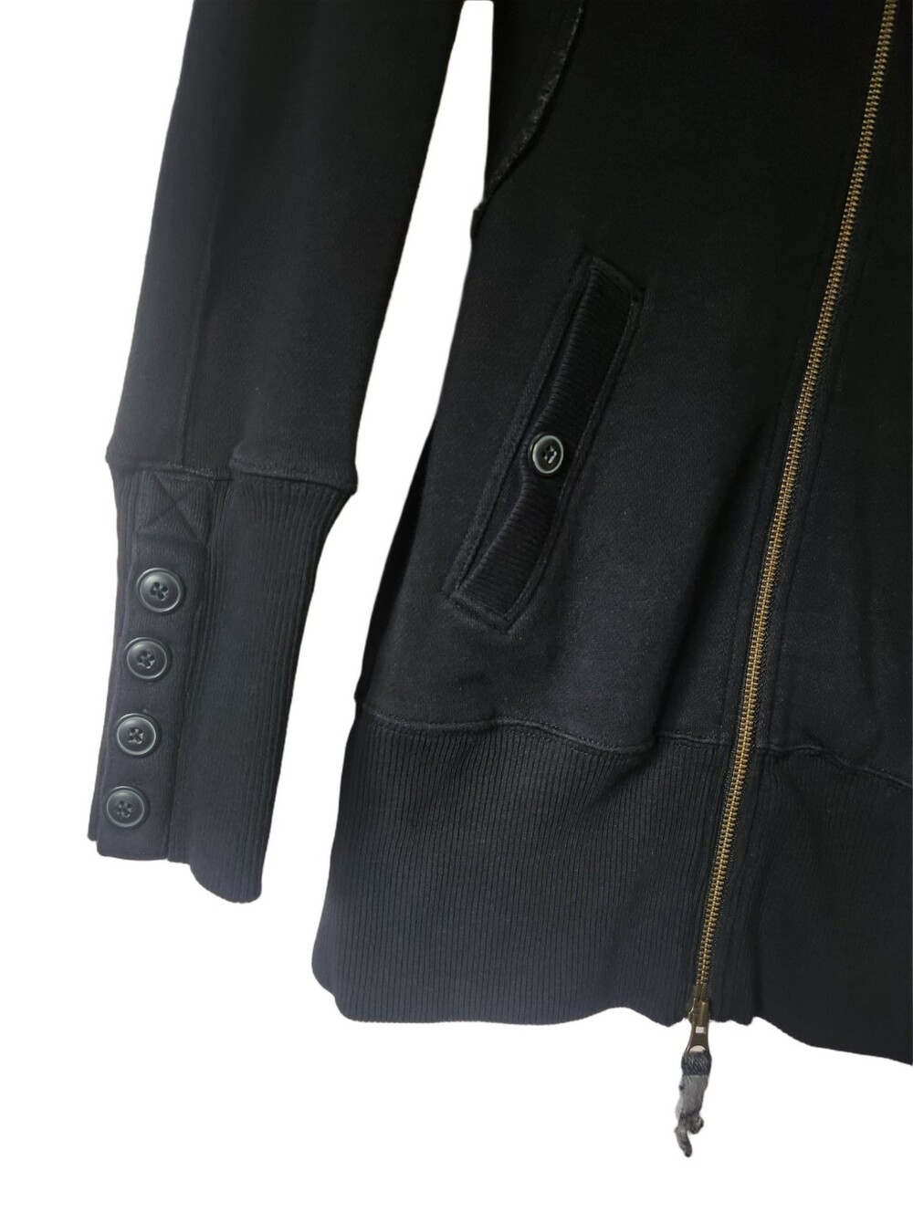 Free People NWT Vintage Black Stuffed Peacoat Hoodie Jacket Fleece Longline Sz S - Picture 2 of 12